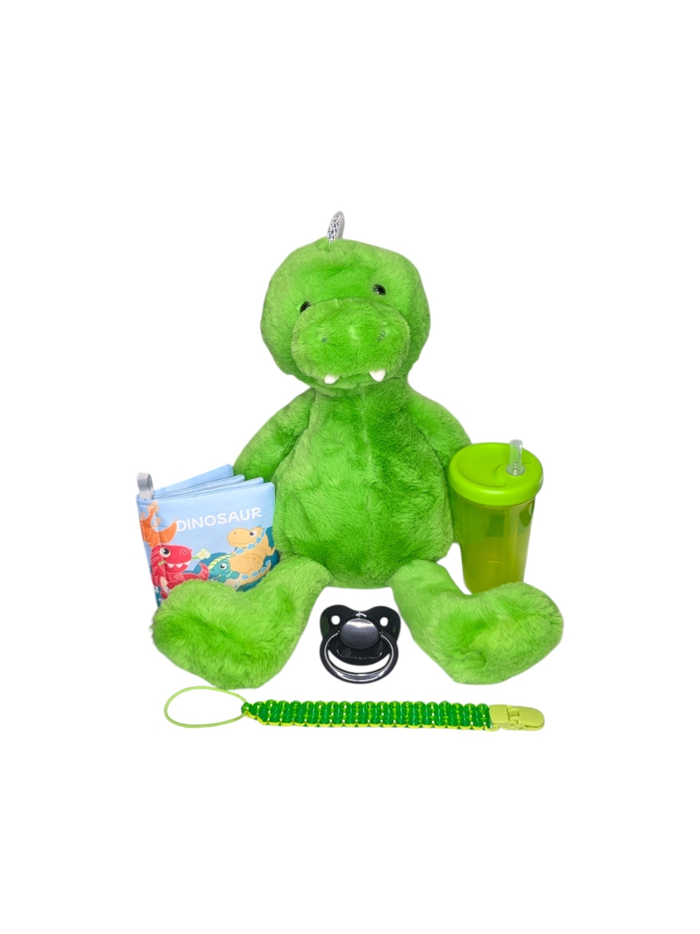 SFW AGERE Plush Dinosaur Gift Set with Adult Pacifier, Book & Sippy Cup
